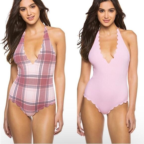 NEW MARYSIA Swim North Maillot Reversible One Piece Swimsuit in Plaid Bloom M - Picture 1 of 12